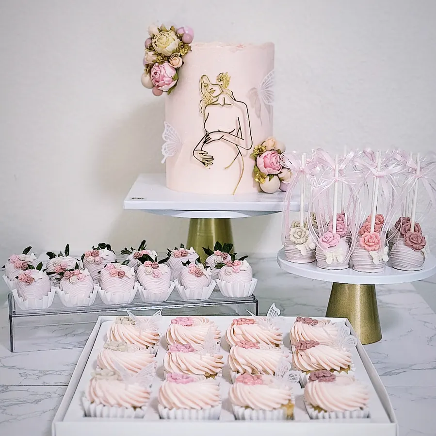 Luxury custom buttercream cake and dessert table Boca Raton Florida